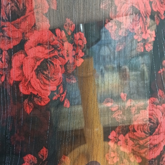 Torrid ROSE Black and Red Chiffon Floral Kimono One Size Xl- 1 X - Picture 5 of 6